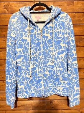 Lilly Pulitzer "Monkey Business" full-zip cotton hoodie pockets